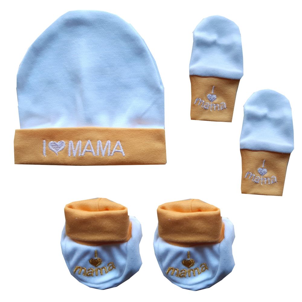 Milarda Baby Erstausstattung 3 Teile, "I love Mama", 6 Farben, 0-3 Mon